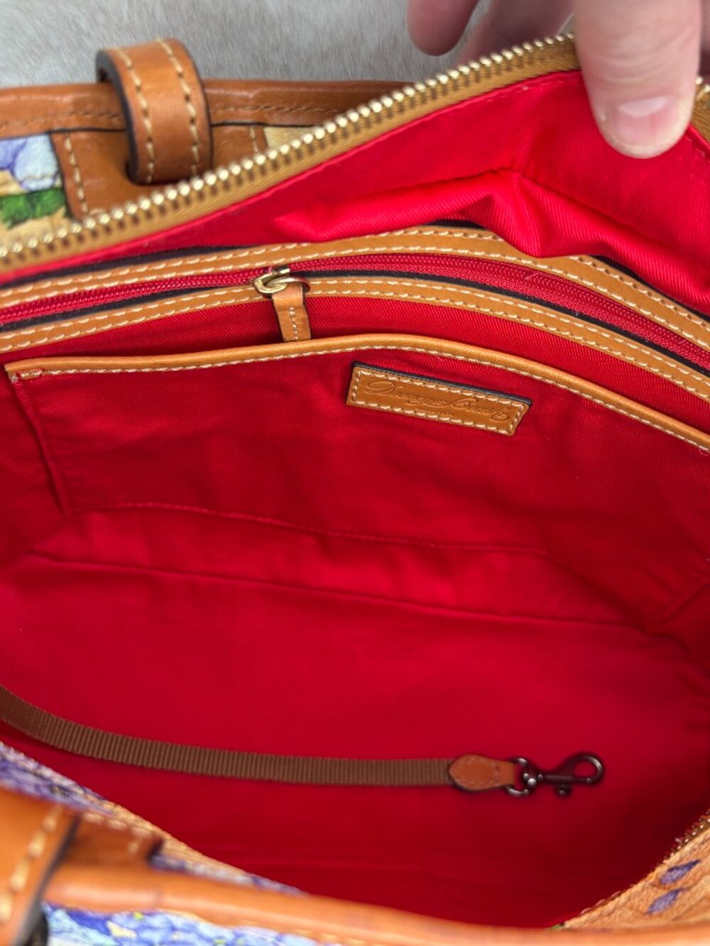 Dooney & Bourke Purple Hydrangea With Yellow Basketweave Design Shopper Tote Bag - Picture 13 of 16